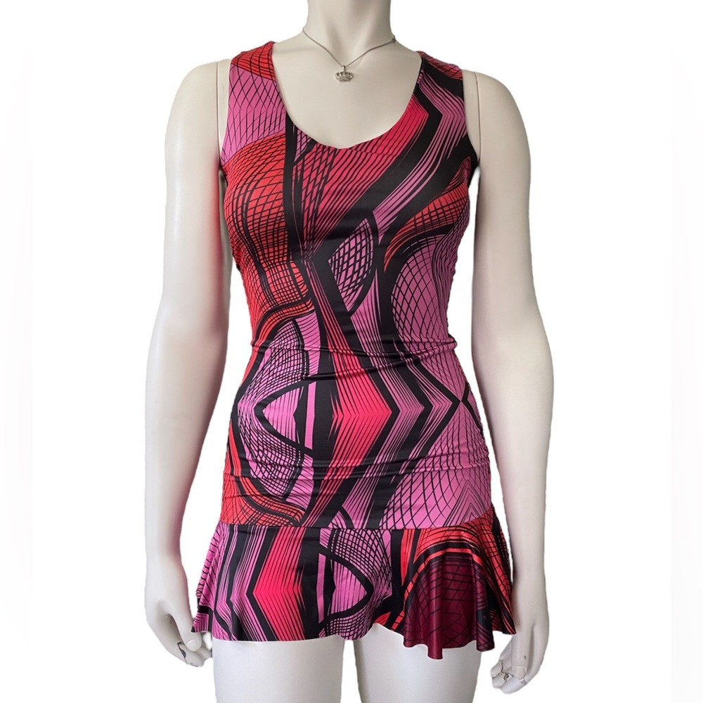Wavey | NWT’s Y2K fit and flare abstract pattern mini dress